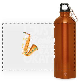 Just Really Like Sax Saxophon Orchester Jazz Band - Panorama Trinkflasche mit Karabiner 750 ml - Orange - Vorne