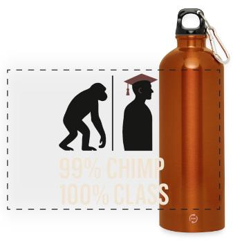 Prehistoric stone tools of Homo - Panoramic Drinks Bottle with Carabiner 750 ml - burnt orange - Front