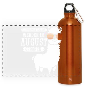 August Geburtstag Alpaka Spruch Lustig - Panorama Trinkflasche mit Karabiner 750 ml - Orange - Vorne