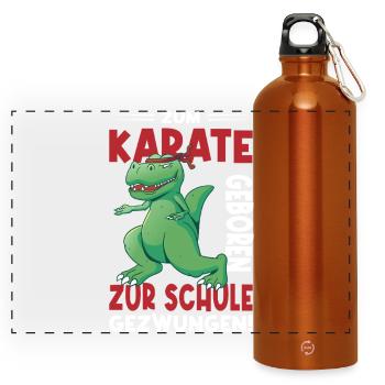Kinder Zum Karate Geboren Zur Schule Gezwungen - Panorama Trinkflasche mit Karabiner 750 ml - Orange - Vorne