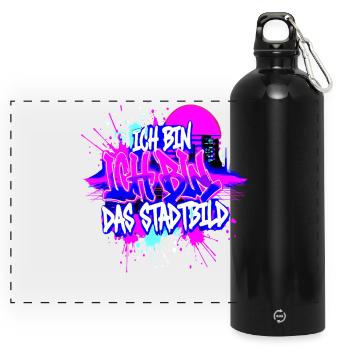 Cityscape - I Am The Cityscape Street Art - Panoramic Drinks Bottle with Carabiner 750 ml - black - Front