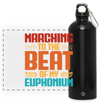 Euphonium Marching The Beat Baritone Marching Band - Panoramic Drinks Bottle with Carabiner 750 ml - black - Front