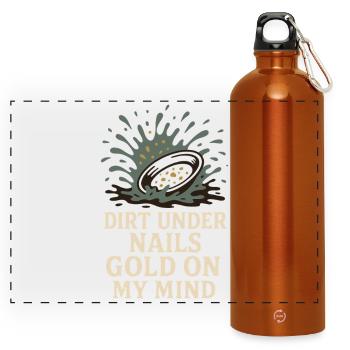Goldwaschen Hobby Geschenk Creek Pan - Panorama Trinkflasche mit Karabiner 750 ml - Orange - Vorne