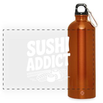 Sushi-Süchtiger - Panorama Trinkflasche mit Karabiner 750 ml - Orange - Vorne