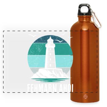 Baltic Sea FEHMARN AHOI Lighthouse Retro Funny - Panoramic Drinks Bottle with Carabiner 750 ml - burnt orange - Front