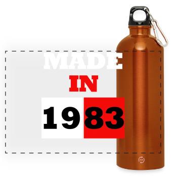 Made in 1983 Birthday Retro Block - Panoramic Drinks Bottle with Carabiner 750 ml - burnt orange - Front
