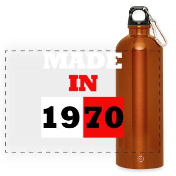 Made In 1970 Birthday Retro Block - Panoramic Drinks Bottle with Carabiner 750 ml - burnt orange - Front
