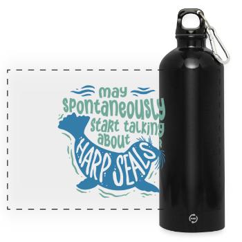 Sattelrobbe Robben - Panorama Trinkflasche mit Karabiner 750 ml - Schwarz - Vorne