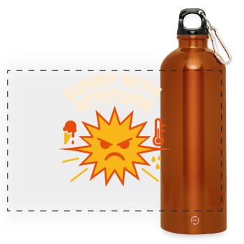 weather, drama, humor, gift, rain, snow - Panoramic Drinks Bottle with Carabiner 750 ml - burnt orange - Front