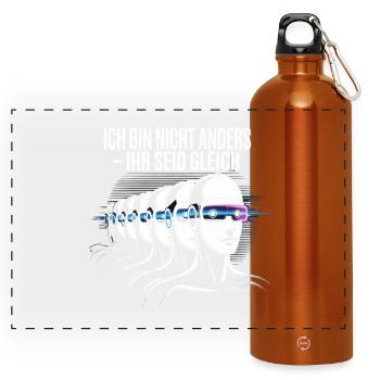 Ich bin nicht anders – ihr seid gleich - Panorama Trinkflasche mit Karabiner 750 ml - Orange - Vorne