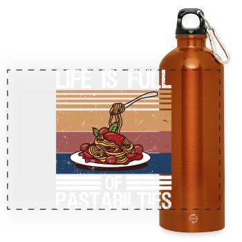 Pasta Lover Life Is Full Of Pastabilities Italian - Panoramic Drinks Bottle with Carabiner 750 ml - burnt orange - Front