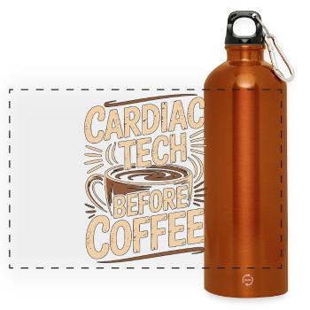 Cardiac Tech Before Coffee Echo Tech Coffee Lover - Panorama Trinkflasche mit Karabiner 750 ml - Orange - Vorne