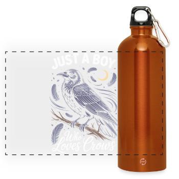 Juste un garçon qui aime les corbeaux - Gourde panoramique avec mousqueton 750 ml - orange - Devant
