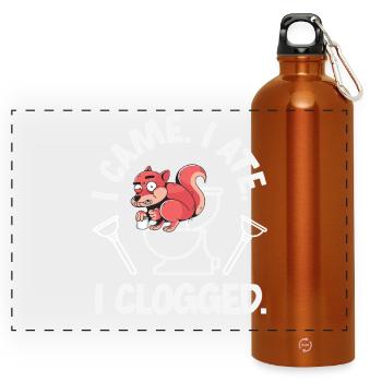 Toilet Clogging Master Funny - Panoramic Drinks Bottle with Carabiner 750 ml - burnt orange - Front