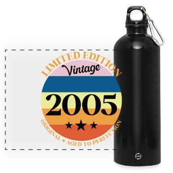 Geburtstagsgeschenk 2005 - Panorama Trinkflasche mit Karabiner 750 ml - Schwarz - Vorne