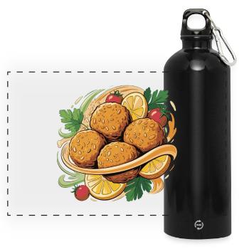 Knusprige Kroketten mit Zitrusnote - Panorama Trinkflasche mit Karabiner 750 ml - Schwarz - Vorne
