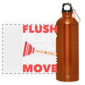 Toilet Clogging Master Funny - Panoramic Drinks Bottle with Carabiner 750 ml - burnt orange - Front