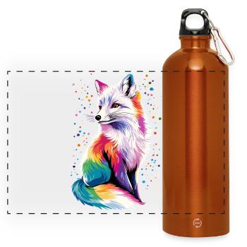 Polarfuchs Schneefuchs Eisfuchs Süßer Weißer Fuchs - Panorama Trinkflasche mit Karabiner 750 ml - Orange - Vorne
