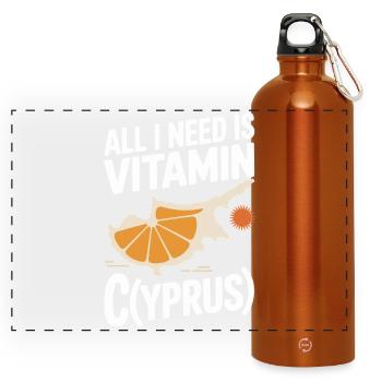 Chypre Tout ce dont j’ai besoin, c’est de vitamines Chypre Drapeau chypriote - Gourde panoramique avec mousqueton 750 ml - orange - Devant