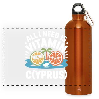 Chypre Tout ce dont j’ai besoin, c’est de vitamines Chypre Drapeau chypriote - Gourde panoramique avec mousqueton 750 ml - orange - Devant