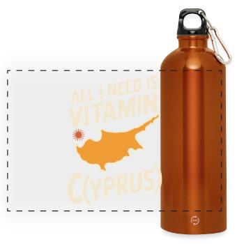 Chypre Tout ce dont j’ai besoin, c’est de vitamines Chypre Drapeau chypriote - Gourde panoramique avec mousqueton 750 ml - orange - Devant