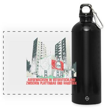 Hardtekk Tekke Ostdeutschland Plattenbau - Panoramic Drinks Bottle with Carabiner 750 ml - black - Front