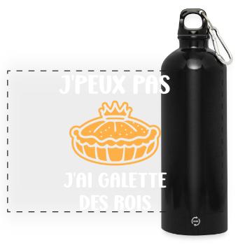 Humor galette des rois - Panoramic Drinks Bottle with Carabiner 750 ml - black - Front