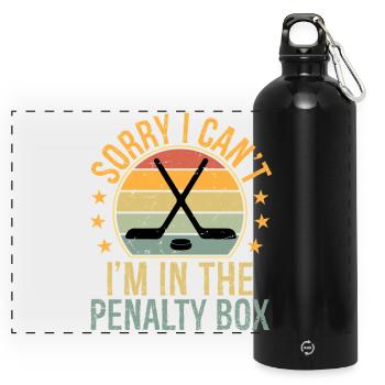 sorry I can't I'm in the penalty box - Panorama Trinkflasche mit Karabiner 750 ml - Schwarz - Vorne