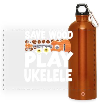 Ukulélé hawaïen Ukulélé Sauve le bois - Gourde panoramique avec mousqueton 750 ml - orange - Devant