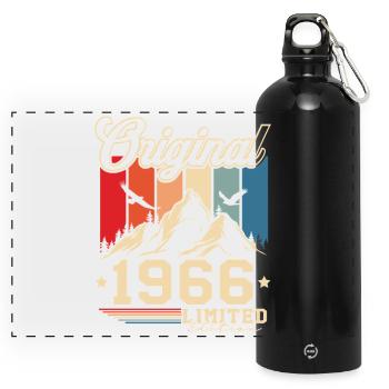 Cadeau rétro vintage vintage d’anniversaire 1966 - Gourde panoramique avec mousqueton 750 ml - noir - Devant
