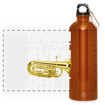 Vintage Euphonium Spieler - Panorama Trinkflasche mit Karabiner 750 ml - Orange - Vorne