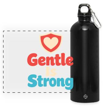 Sanfte Erziehungsidentität, Langsames - Panorama Trinkflasche mit Karabiner 750 ml - Schwarz - Vorne