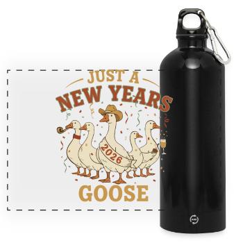 Juste une fête de célébration du Nouvel An Goose 2026 - Gourde panoramique avec mousqueton 750 ml - noir - Devant