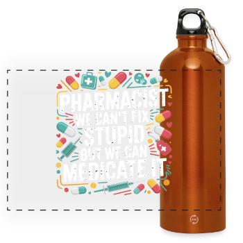 Pharmacist Saying Medication Joke - Panoramic Drinks Bottle with Carabiner 750 ml - burnt orange - Front