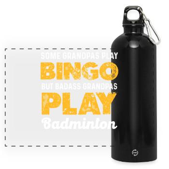 Grand-père badass Badminton qui dit - Gourde panoramique avec mousqueton 750 ml - noir - Devant