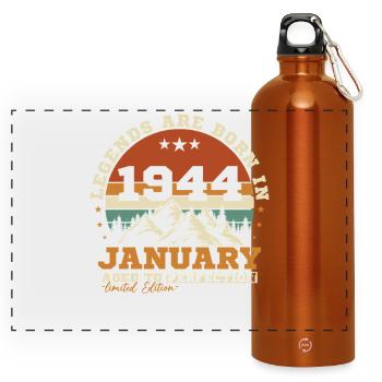 Januar 1944 Vintage-Retro-Geburtstagsgeschenk - Panorama Trinkflasche mit Karabiner 750 ml - Orange - Vorne