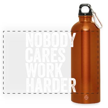 Nobody Cares, Work Harder - Panoramic Drinks Bottle with Carabiner 750 ml - burnt orange - Front