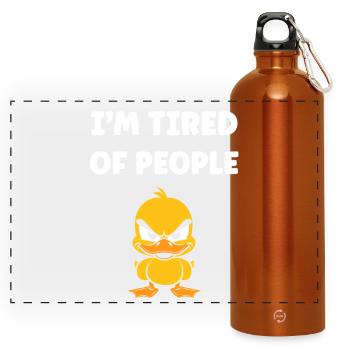 Genervt von Menschen – Grummeliges Entlein - Panorama Trinkflasche mit Karabiner 750 ml - Orange - Vorne