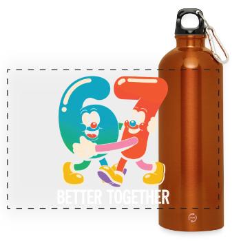Six and Seven: Better Together - Panoramic Drinks Bottle with Carabiner 750 ml - burnt orange - Front