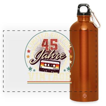 45th Birthday Vintage Cassette - Panoramic Drinks Bottle with Carabiner 750 ml - burnt orange - Front