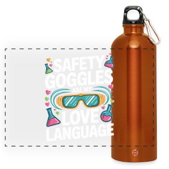 Love Language Safety Goggles - Panorama Trinkflasche mit Karabiner 750 ml - Orange - Vorne