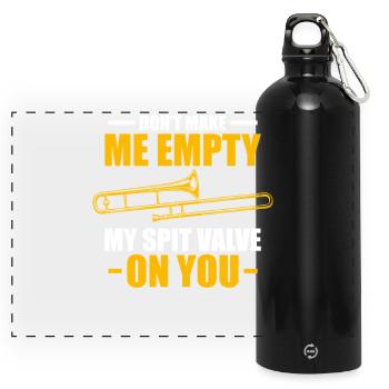 Spit Valve Trombone Trombone Player Trombonist - Panoramic Drinks Bottle with Carabiner 750 ml - black - Front