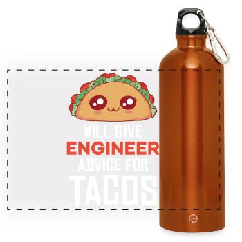 Taco Pun: Engineering Consulting - Panoramic Drinks Bottle with Carabiner 750 ml - burnt orange - Front