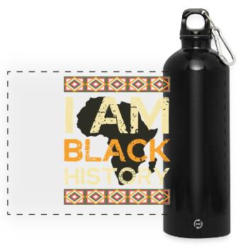I Am Black History - Panorama Trinkflasche mit Karabiner 750 ml - Schwarz - Vorne