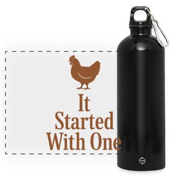 Chicken mathematics too many chickens in the - Panoramic Drinks Bottle with Carabiner 750 ml - black - Front