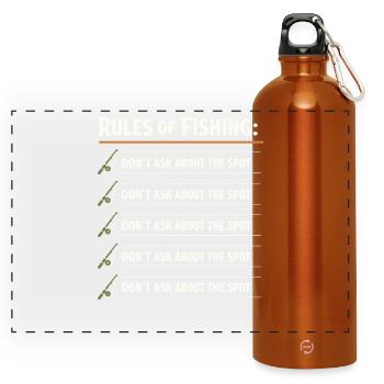 Secret fishing spot – don't ask - Panoramic Drinks Bottle with Carabiner 750 ml - burnt orange - Front