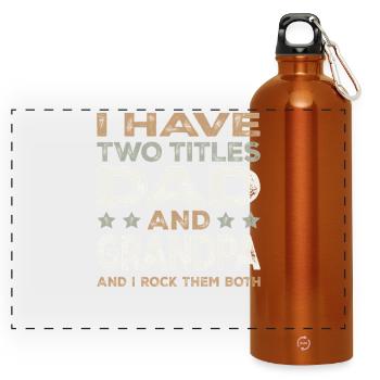 Dad and Grandpa I Rock Them Both Proud Family  - Panoramic Drinks Bottle with Carabiner 750 ml - burnt orange - Front