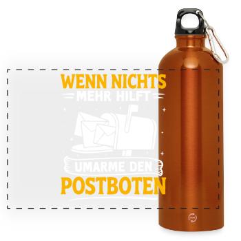 Postman WHEN NOTHING HELPS HUG THE POSTMAN - Panoramic Drinks Bottle with Carabiner 750 ml - burnt orange - Front