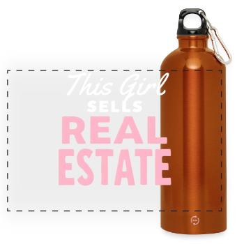 This Girl Sells Real Estate - Panoramic Drinks Bottle with Carabiner 750 ml - burnt orange - Front
