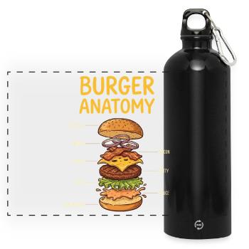 Burger Anatomy – Die perfekte Schicht - Panorama Trinkflasche mit Karabiner 750 ml - Schwarz - Vorne